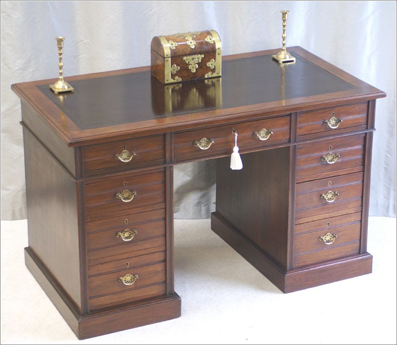 2062 Small Antique Walnut Pedestal Desk JAS Shoolbred